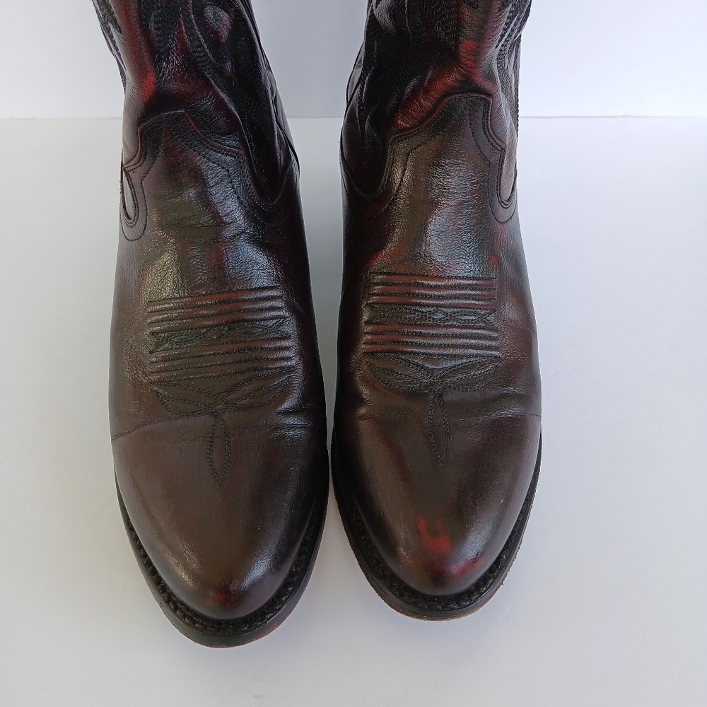 Dan Post Western Leather Cowboy Boots Cherry - Picture 5 of 9